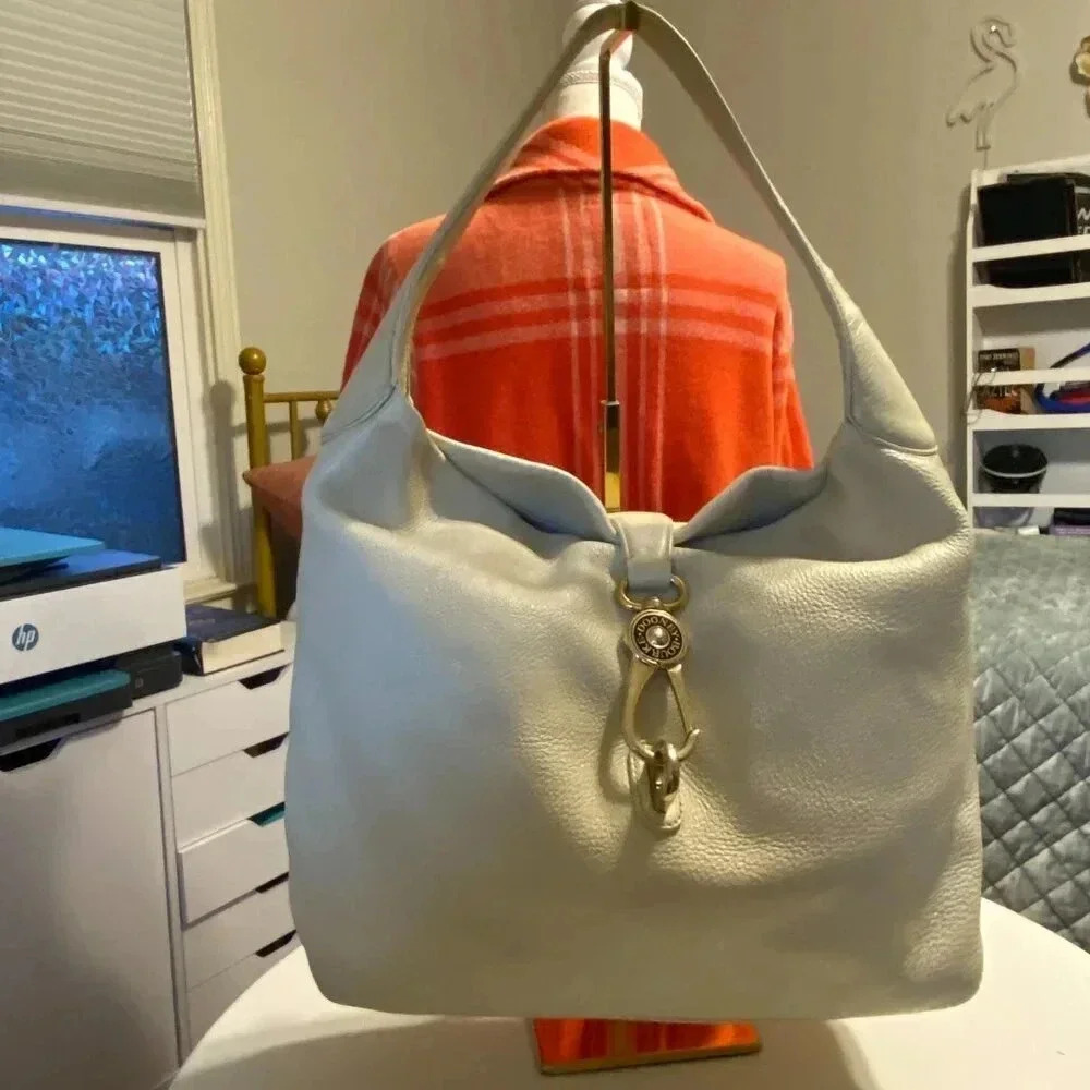 Dooney & Bourke Cream Leather Hobo Shoulder Bag